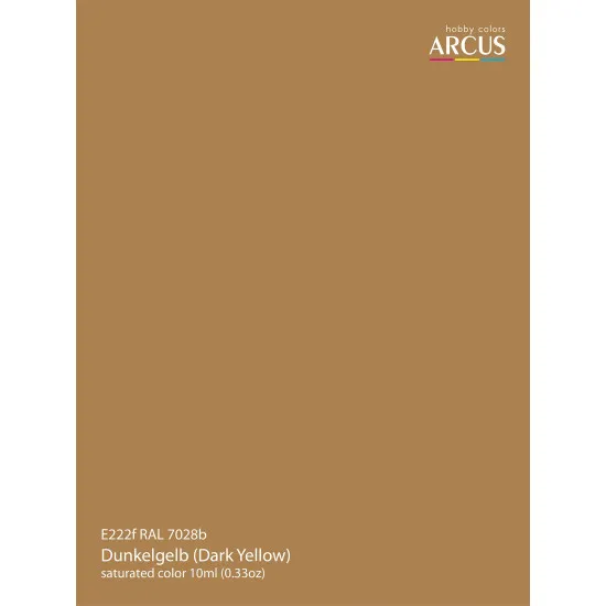 Arcus 222 Enamel paint. Wehrmacht. RAL 7028b Dunkelgelb (Dark Yellow) 10ml