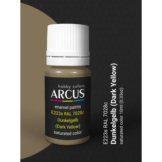 Arcus 223 Enamel paint. Wehrmacht. RAL 7028 Dunkelgelb (Dark Yellow) 10ml