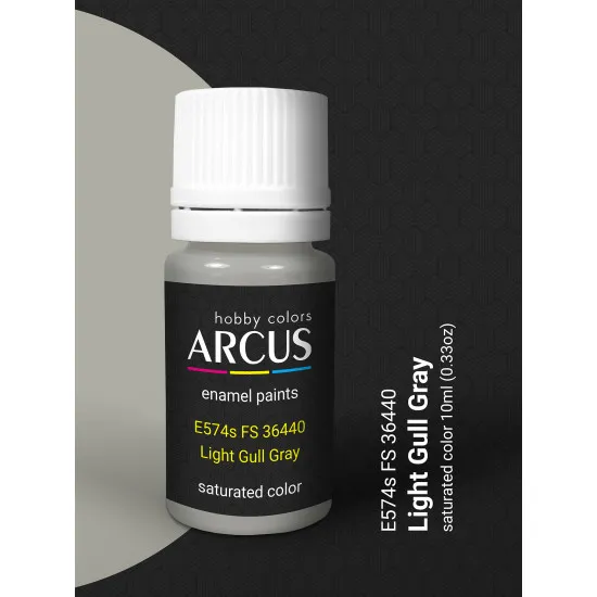 Arcus 574 Enamel paint USAF FS 36440 Light Gull Gray Saturated color 10ml