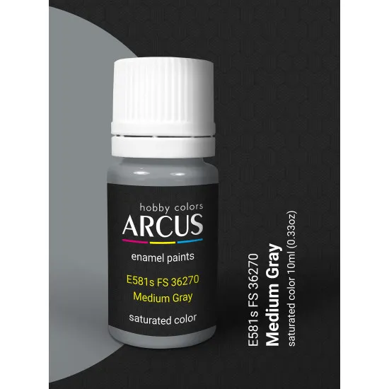 Arcus 581 Enamel paint USAF FS 36270 Medium Gray Saturated color 10ml