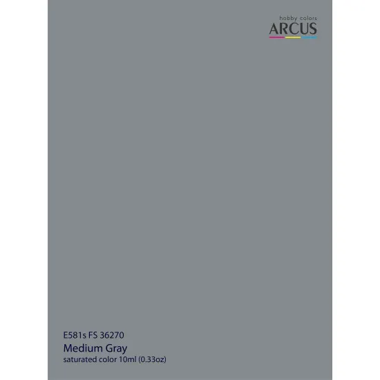 Arcus 581 Enamel paint USAF FS 36270 Medium Gray Saturated color 10ml
