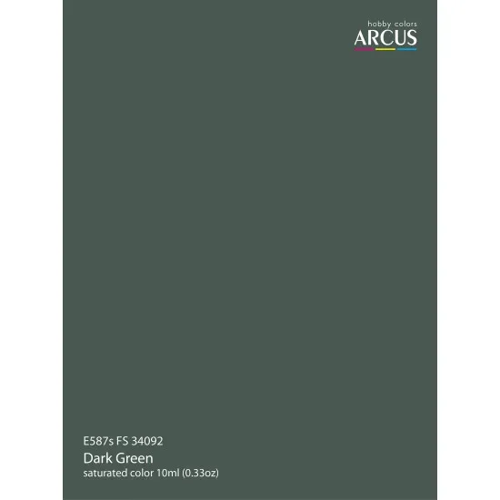 Arcus 587 Enamel paint USAF FS 34092 Dark Green Saturated color 10ml