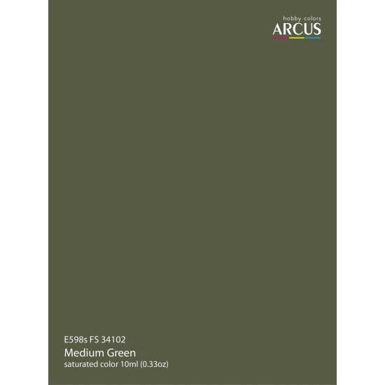 Arcus 598 Enamel paint USAF FS 34102 Medium Green Saturated color 10ml