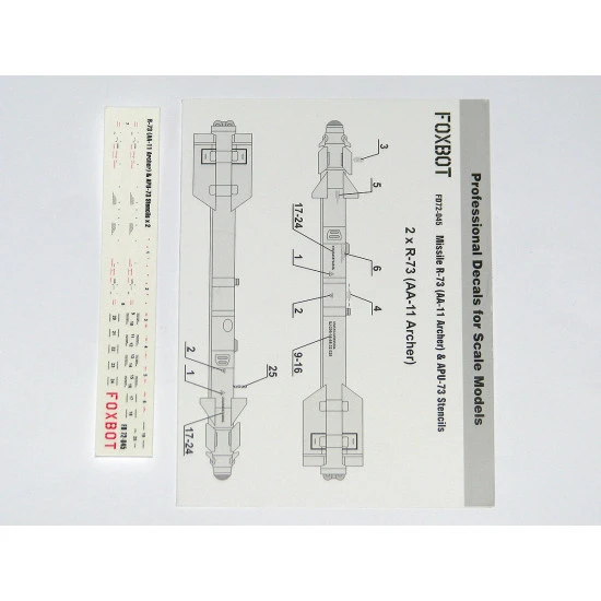 Foxbot 72-045 - Stencils for Missile R-73 (AA-11 Archer) & APU-73