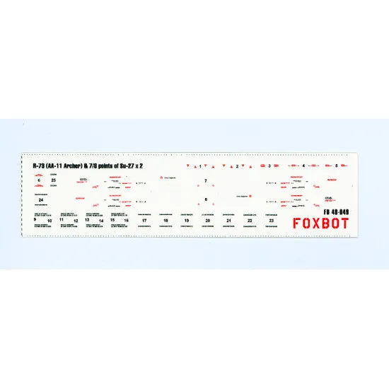 Foxbot 48-049 1/48 Stencils for Missile R-73 AA-11 Archer & 7/8 points for Su-27