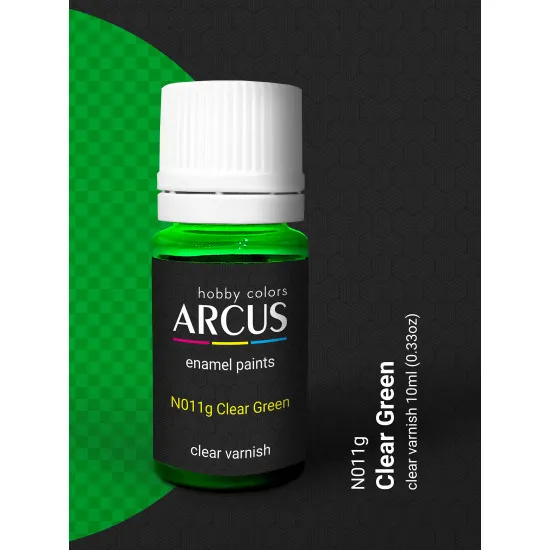Arcus 011 Enamel paint Transparent gloss varnish. Clear Green 10ml