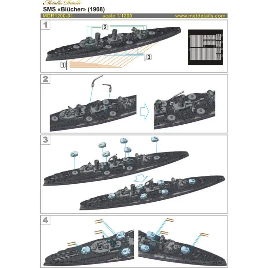 Metallic Details MDR1200-01 - 1/1200 - SMS Blucher. Resin model kit