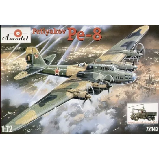 Pe-8 WWII Soviet bomber and AS-2 aircraft starter 1/72 Amodel 72142 Pe-8 WWII Soviet bomber and AS-2 aircraft starter 1/72 Amodel 72142
