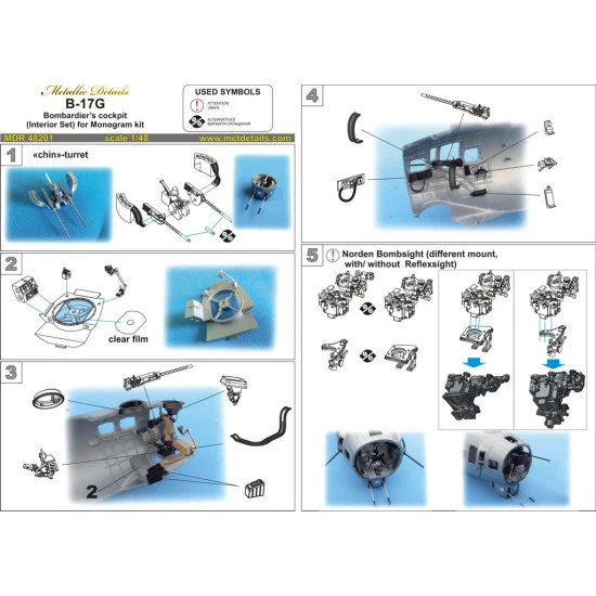 Metallic Details MDR48201 1/48 B-17G. Bombardier's cockpit (Interior set)