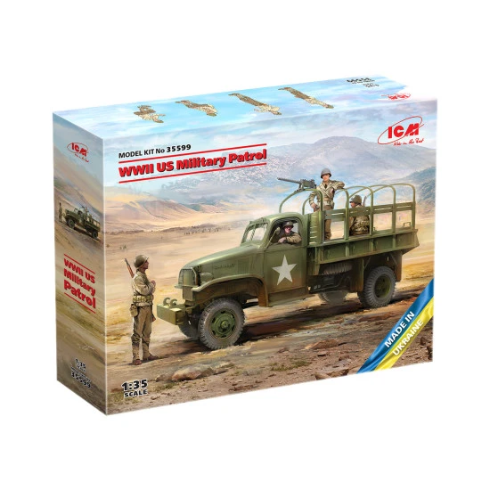 ICM 35599 - 1/35 WWII US Military Patrol. G7107 with MG M1919A4 4 figure + truck
