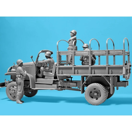 ICM 35599 - 1/35 WWII US Military Patrol. G7107 with MG M1919A4 4 figure + truck