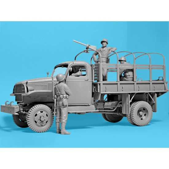 ICM 35599 - 1/35 WWII US Military Patrol. G7107 with MG M1919A4 4 figure + truck