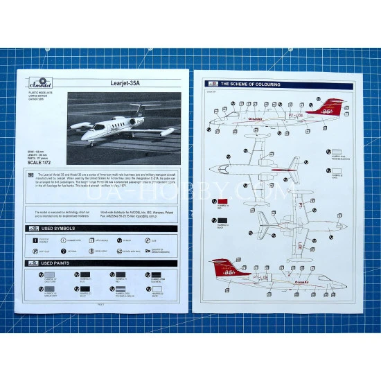 Amodel 72295 - 1/72 - Learjet-35A  LX-ONE, PT-LOE scale model kit