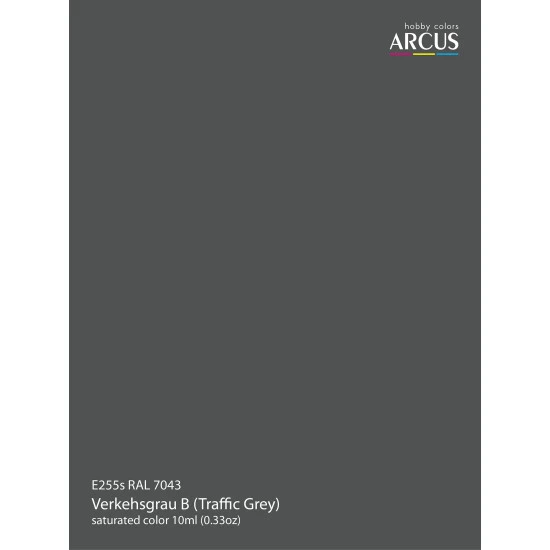 Arcus 255 Enamel paint PSU Ukraine RAL 7043 VERKEHSGRAU B (Traffic Grey) Saturated color 10ml