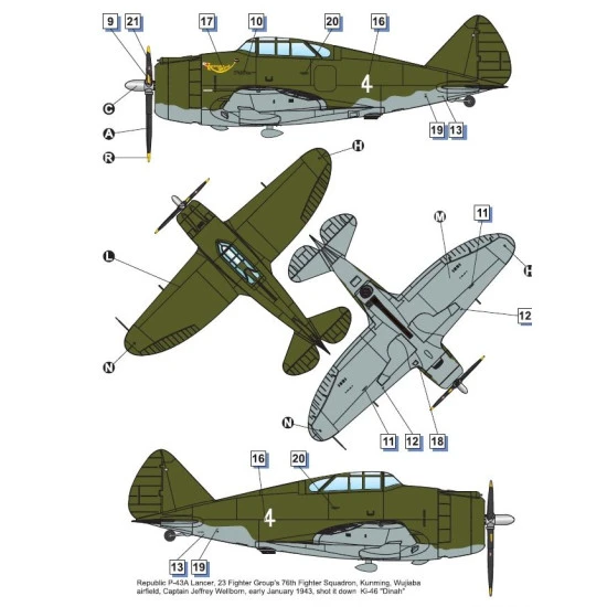 Dora Wings 72029 - 1/72 - Republic P-43 Lancer, recon Scale model kit