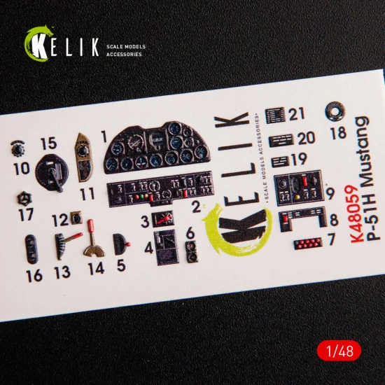 Kelik K48059 1/48 P-51h Mustang Interior 3d Decals For Modelsvit Kit Model