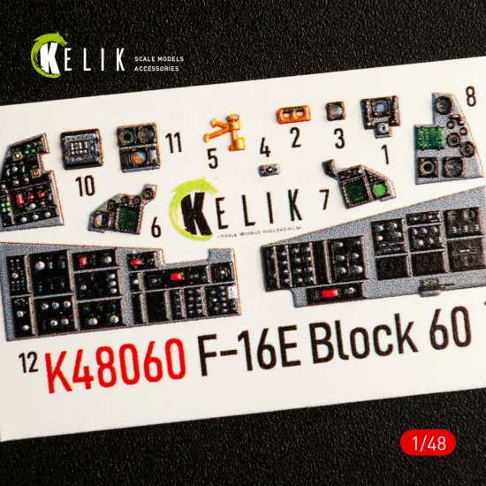 Kelik K48060 1/48 F-16e Desert Vipers Block 60 Interior 3d Decals For Kinetic Kit
