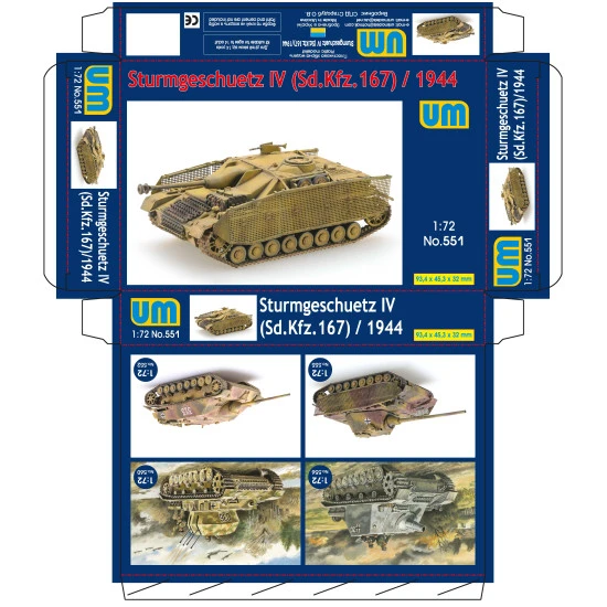 Unimodel 551 - 1/72 - Stug Iv-44 German Tank Scale Plastic Model Kit Um 551