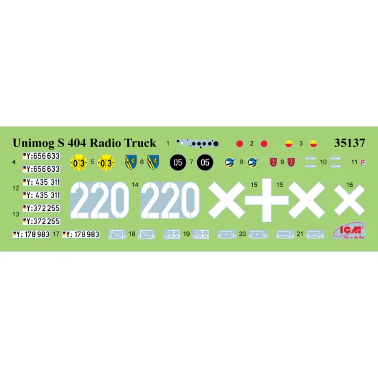 Icm 35137 1/35 Unimog S 404 German Military Radio Truck Scale Model Kit