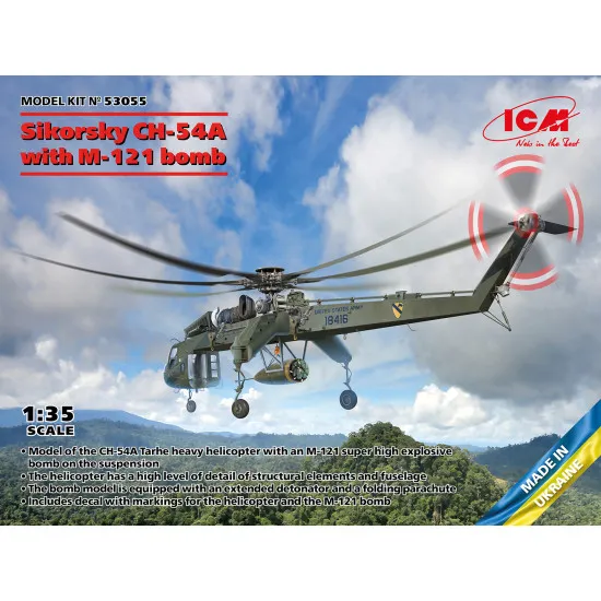 Icm 53055 1/35 Sikorsky Ch-54a Tarhe With M-121 Bomb Military Helicopter