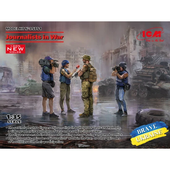 Icm 35751 1/35 Journalists In War Plastic Model Kit 4 Figures