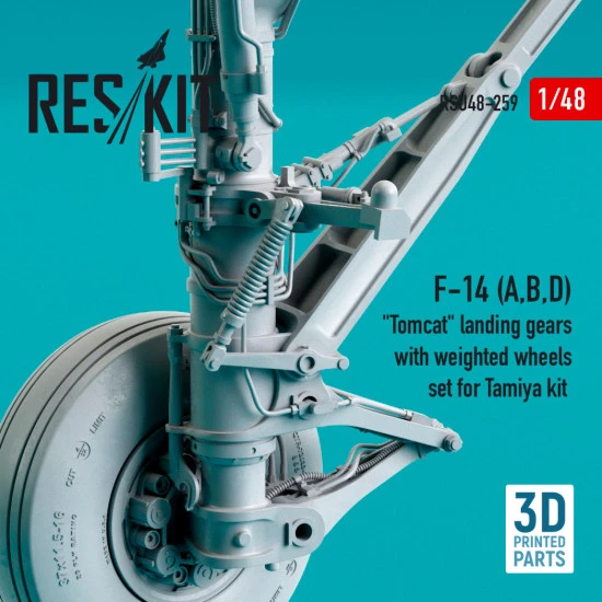 Reskit Rsu48-0259 1/48 F-14 A B D Tomcat Landing Gears With Weighted Wheels Set For Tamiya Kit Resin And 3d Printing