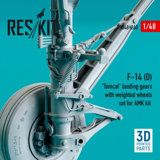 Reskit Rsu48-0260 1/48 F-14 D Tomcat Landing Gears With Weighted Wheels Set For Amk Kit Resin And 3d Printing