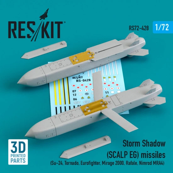 Reskit Rs72-0428 1/72 Storm Shadow Scalp Eg Missiles 2 Pcs Su-24 Tornado Eurofighter Mirage 2000 Rafale Nimrod Mra4 3d Printing