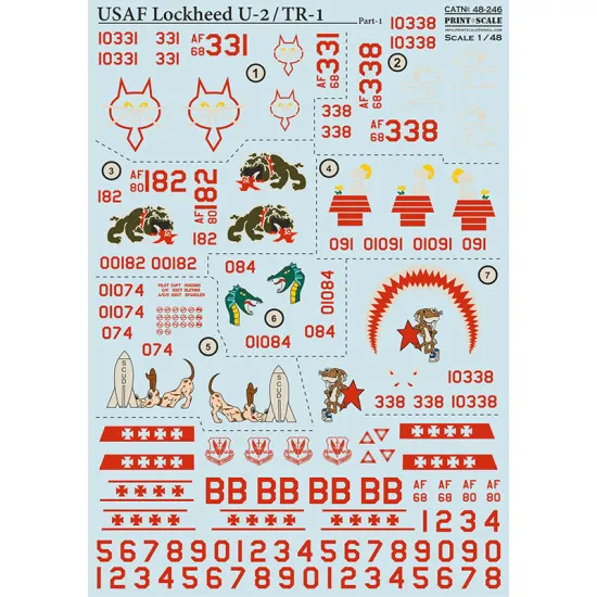 Print Scale 48-246 1/48 Decal For Usaf Lockheed U2 Tr 1 Part 1