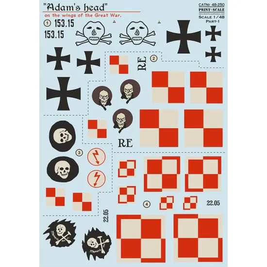 Print Scale 48-250 1/48 Decal For Adams Head On The Wings Of The Great War Part 1