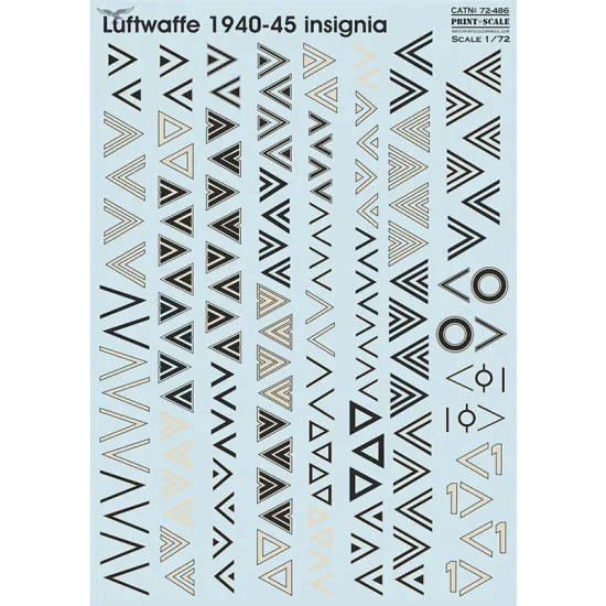 Print Scale 72-486 1/72 Decal For Luftwaffe 1940 45 Insignia Winkel The Complete Set 1 5 Leaf