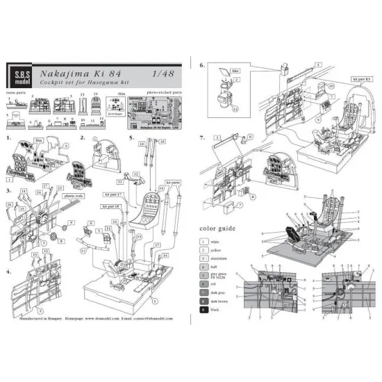 Sbs 48023 1/48 Ki-84 Hayate Frank Cockpit Set For Hasegawa Kit Resin Model Kit