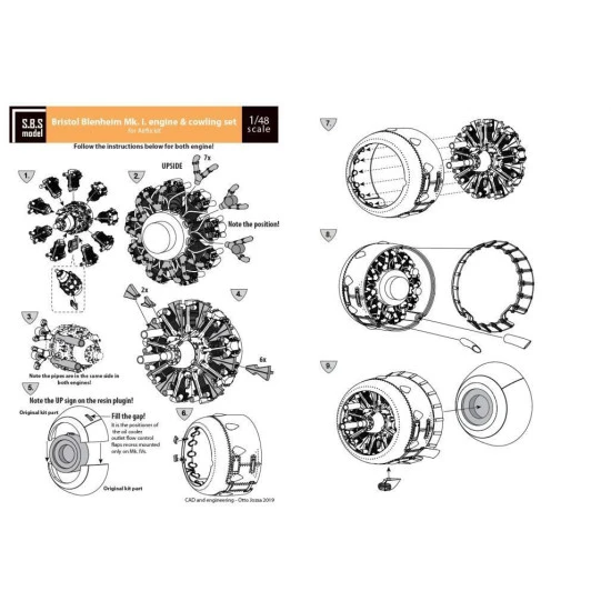 Sbs 48059 1/48 Bristol Blenheim Mk I Engine And Cowling Set For Airfix Kit
