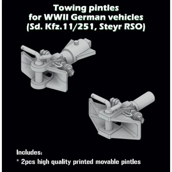 Sbs 3d017 1/35 Towing Pintles For Ww Ii German Vehicles Sd Kfz 11/251 Rso