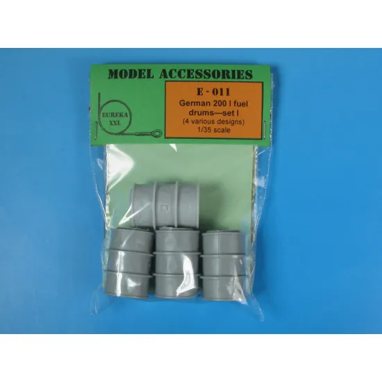 Eureka E-011 1/35 German 200 L Fuel Drums Set 1 Resin 4 Pcs Eureka E-011 1/35 German 200 L Fuel Drums Set 1 Resin 4 Pcs