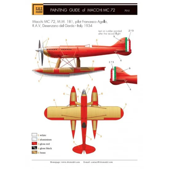 Sbs 7015 1/72 Macchi Mc 72 World Speed Record Full Kit Resin Model Kit