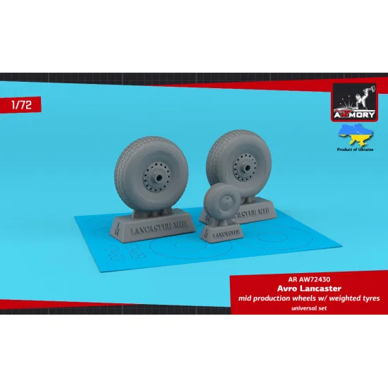 Armory Aw72430 1/72 Avro Lancaster Wheels Mid Type W Weighted Tyres Resin Model