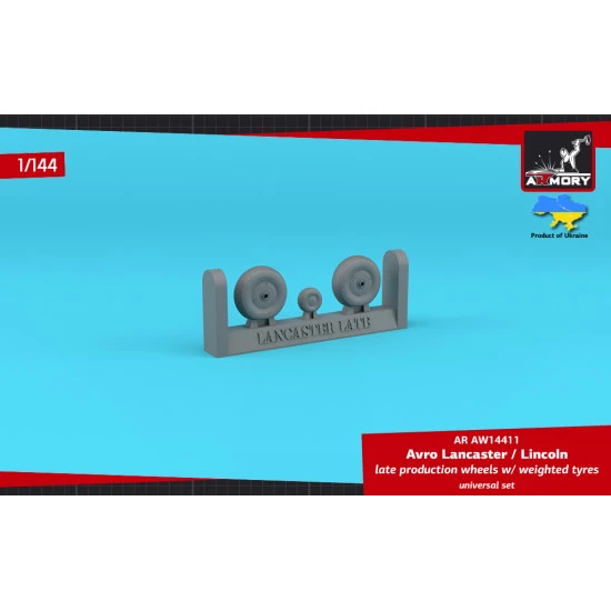 Armory Aw14411 1/144 Avro Lancaster / Lincoln Wheels Late Type W Weighted Tyres Resin Model