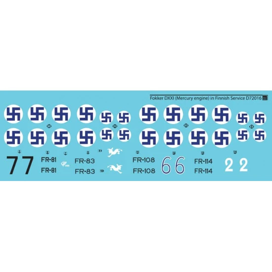 Sbs D72016 1/72 Decal For Fokker D Xxi Mercury Engine In Finnish Service