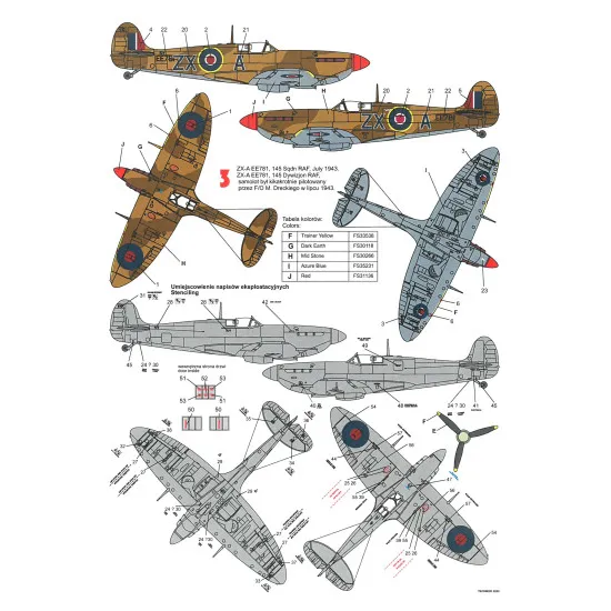 Techmod 24001 1/24 Supermarine Spitfire Mk Vb Polish Raf Fighter Wet Decal