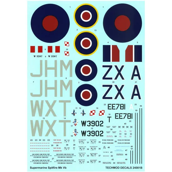 Techmod 24001 1/24 Supermarine Spitfire Mk Vb Polish Raf Fighter Wet Decal