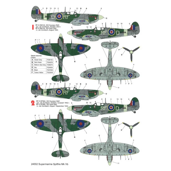 Techmod 24002 1/24 Supermarine Spitfire Mk Vb British Raf Fighter Wet Decal