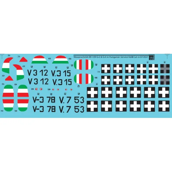 Sbs D72027 1/72 Decal For Messerschmitt Bf-109g-2 G-4 In Hungarian Service Ww Ii