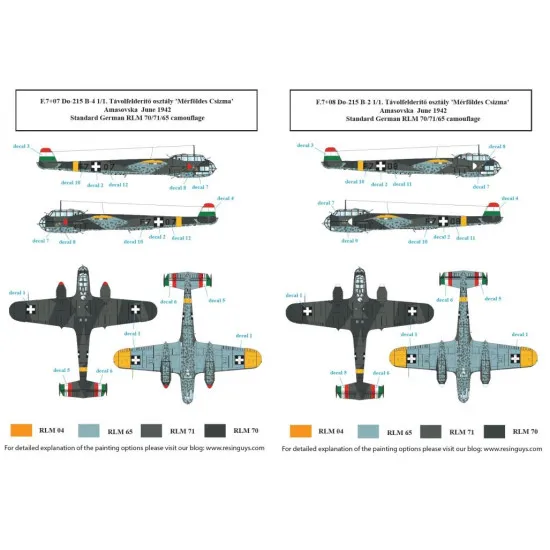 Sbs D72028 1/72 Decal For Dornier Do 215 B In Hungarian Service