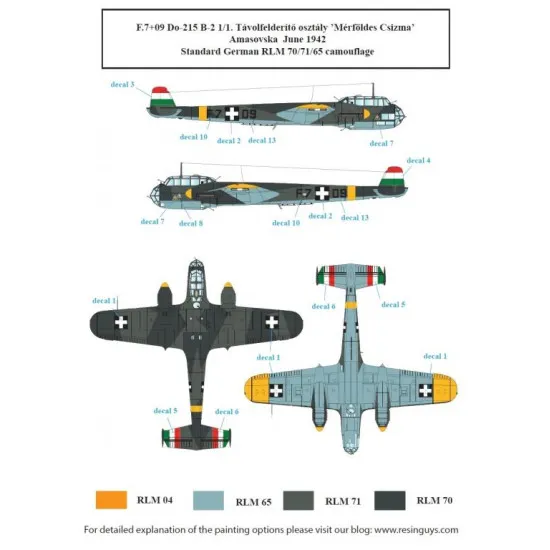 Sbs D72028 1/72 Decal For Dornier Do 215 B In Hungarian Service