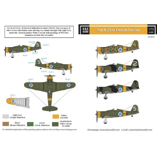 Sbs D72032 1/72 Decal For Fiat G 50 Freccia In Finnish Service