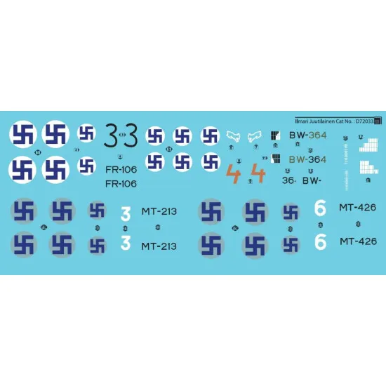 Sbs D72033 1/72 Decal For Ilmari Juutilainen Finlands Top Ace Ww Ii
