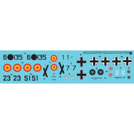 Sbs D72034 1/72 Decal For Messerschmitt Bf-109f In Spanish Service