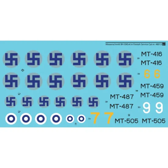 Sbs D48013 1/48 Decal For Messerschmitt Bf-109g-6 In Finnish Service