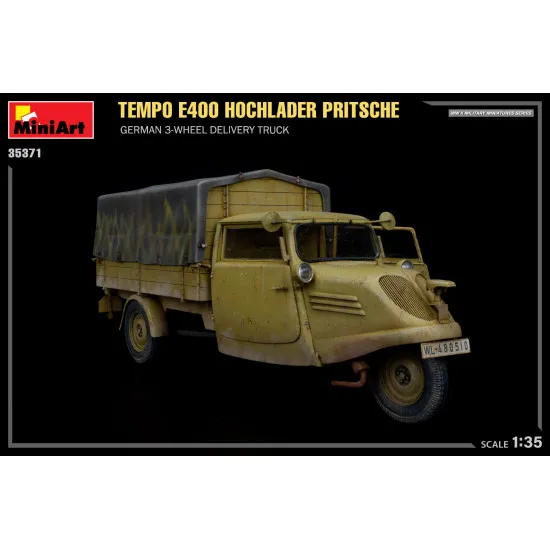 Miniart 35371 - 1/35 - Tempo E400 Hochlader Pritsche German 3 Wheel Delivery Truck